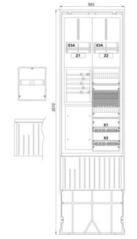 F-Tronic Zähleranschlusssäule 2-feldrig 3.HZ ohne Haube ZSA202-2-ZK-HO-APZ