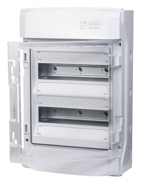 F-tronic Kleinverteiler Aufputz 2x12TE Kunststoff NEPTUN24 IP65 310x465x150mm DIN-Schiene