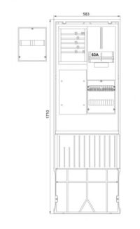 F-Tronic Zähleranschlusssäule 2-feldrig 3.HZ ohne Haube ZSA172-2-ZK-HO