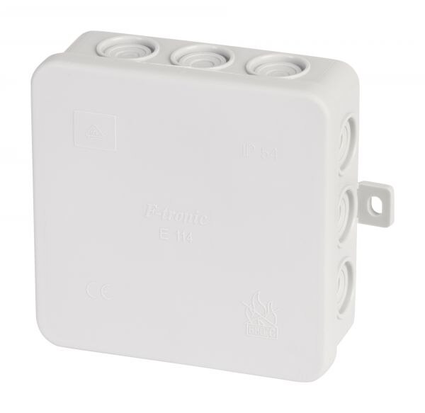 F-tronic Abzweigkasten IP54 2,5qmm Kunststoff E114 100x100x40mm quadrat Wand/Decke