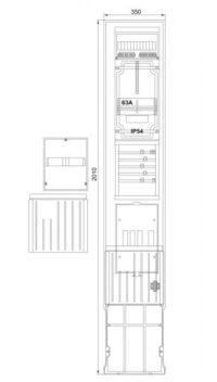 F-Tronic Zähleranschlusssäule 1-feldrig 3.HZ ZSA201-1-ZK-HAK-HG