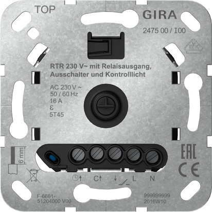 Gira Gira Raumthermostat 230V 16A Schließer 247500 IP20 Widerstandssensor