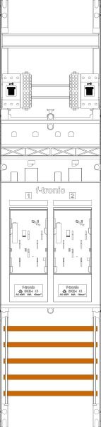 F-Tronic Komplettfeld 63A 2Z eHZ mit Verdr E16-HSS 1050x250mm SS_5p 300mm