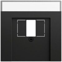 Gira Zentralplatte USB/TAE 1-fach schwarz matt 087674 Schraubbefestigung mit Beschriftungs Feld