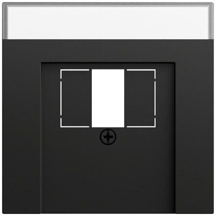 Gira Gira Zentralplatte USB/TAE 1-fach schwarz matt 087674 Schraubbefestigung mit Beschriftungs Feld
