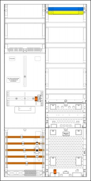 F-Tronic Komplettschrank Aufputz 1Z 1stö IP43 3HZ721APZRFZB6 2Feld SS_5p