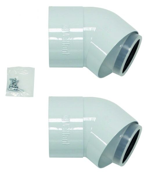 Vaillant Bogen 45 Grad (2 St.) Brennwert Luft-/Abgasführung, PP, 80/125 mm