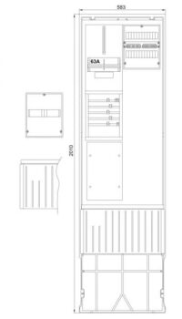 F-Tronic Zähleranschlusssäule 2-feldrig 3.HZ ohne Haube ZSA202-2-ZK-HO