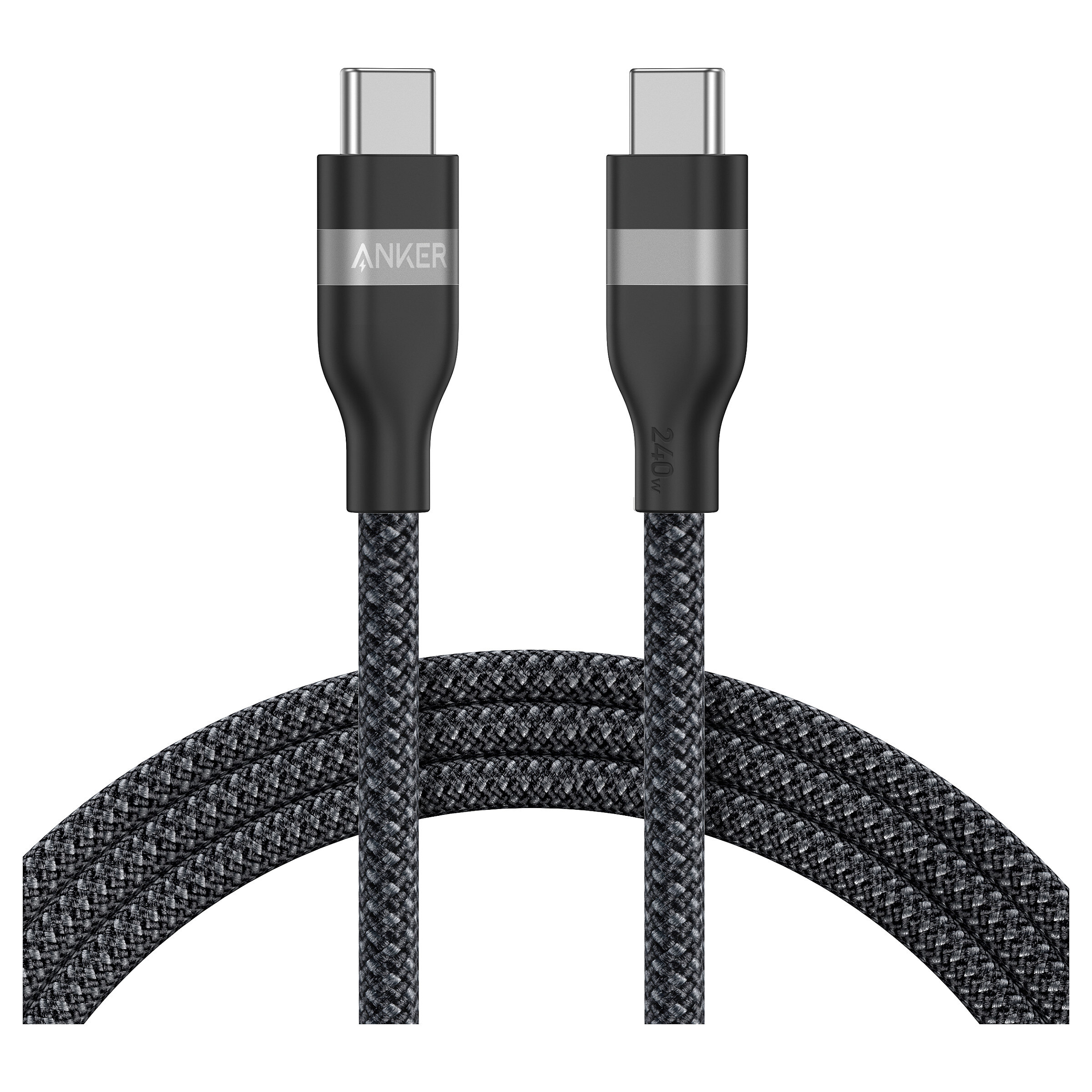 ANKER USB-C auf USB-C Kabel 180cm 240W Upcycled geflochten PCR Soft-touch weich und robust USB-IF zertifiziert schwarz