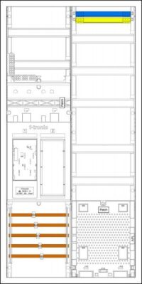 F-Tronic Komplettschrank Aufputz 1Z eHZ 2Feld EHZ721APZODS IP31 SS_5p 1100x550x210mm