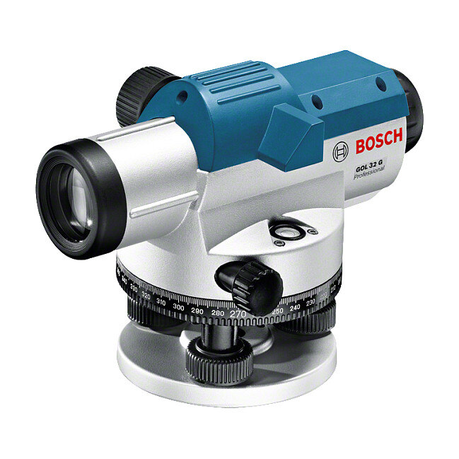 Bosch Powertools Optisches Nivelliergert GOL 32 G Professional, mit Baustativ (blau, Koffer, Maeinheit 400 Gon)