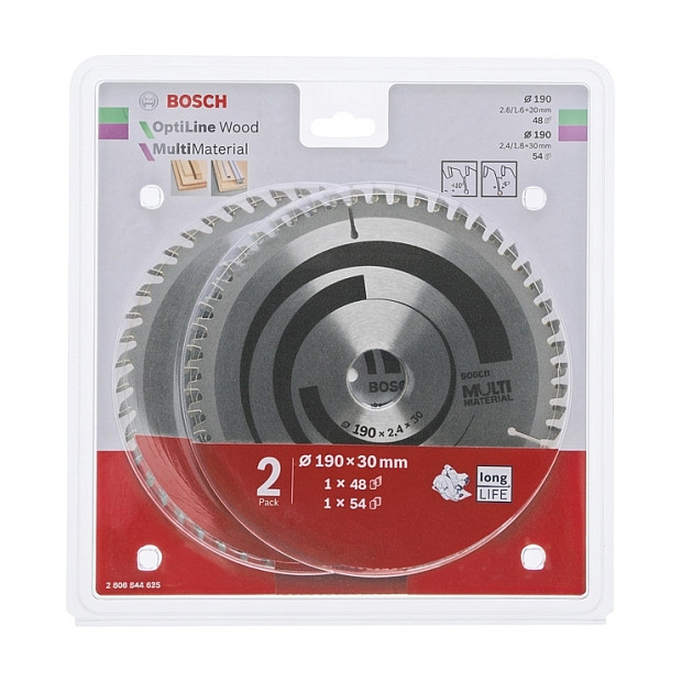 Bosch 1x Optiline Wood + 1x Multi Material Sägeblatt-Set