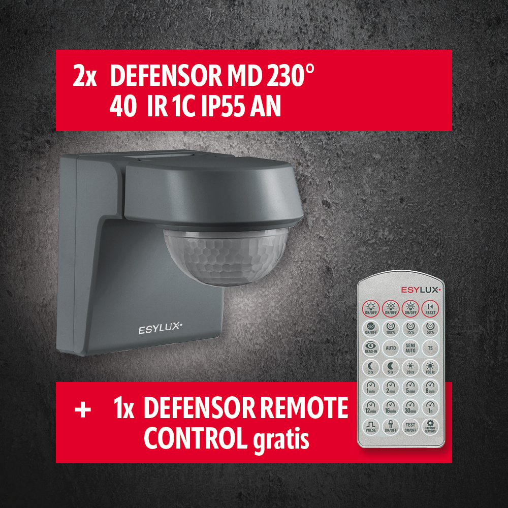 Esylux ESYLUX Bewegungsmelderpaket 2xAN+1Remote Control DEFENSOR MD230 AN