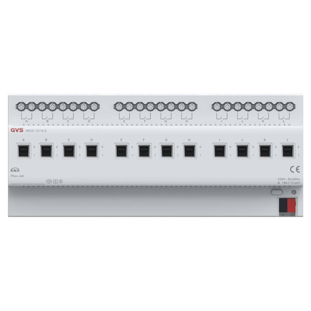 GVS Schaltaktor 12-fach 16A mit Strommessung - KNX Secure - ARCD-12/16S 88188698
