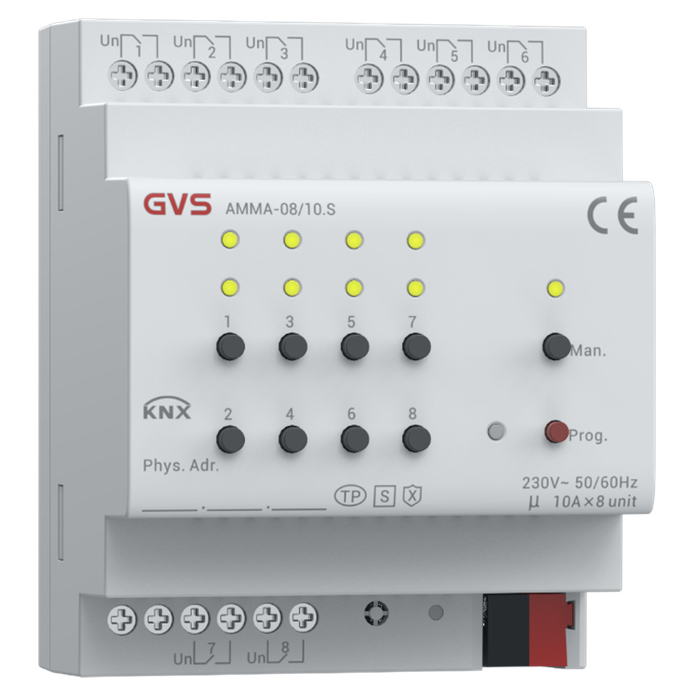 GVS Multifunktionsaktor 8-fach 16A - Schalten/Jalousien/Heizung - KNX Secure