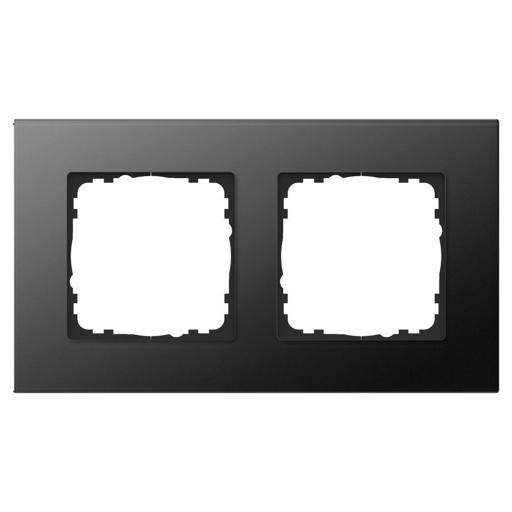 GVS Abdeckrahmen Glas 2-fach Schwarz passend für 55mm-System 503054065