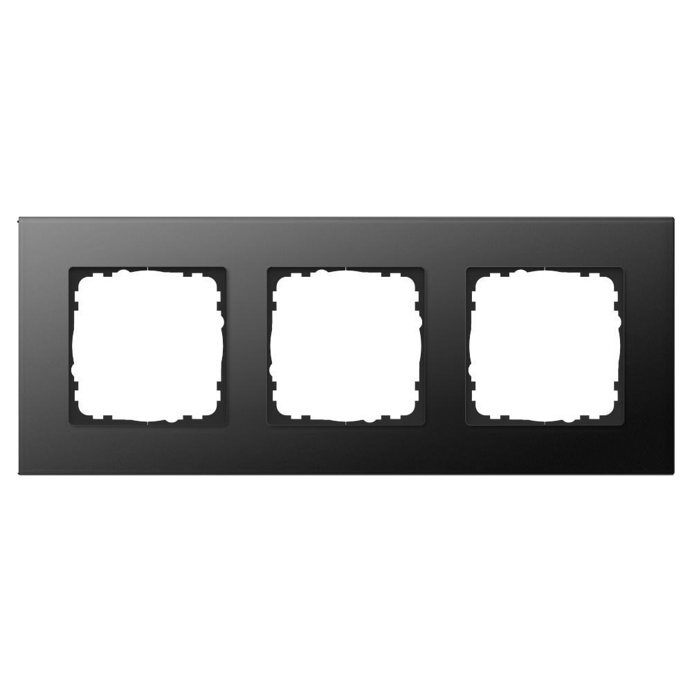 GVS Abdeckrahmen Glas 3-fach Schwarz passend für 55mm-System 503054102
