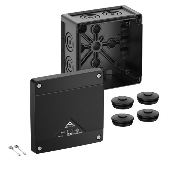 Spelsberg SPELSBERG Abzweigkasten 127x127mm Kunststoff schwarz Abox Pro 060-L/schwarz IP66/IP67/IP69 IK09