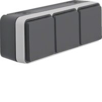 HAGER Steckdose 3-fach lgr matt Aufputz Klappdeckel IP55 WNC143 horizontal