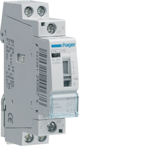 HAGER Installationsschütz 16A 230V/AC 2S ERC216 230V/AC 1100W/AGL 570VA/LL 1TE