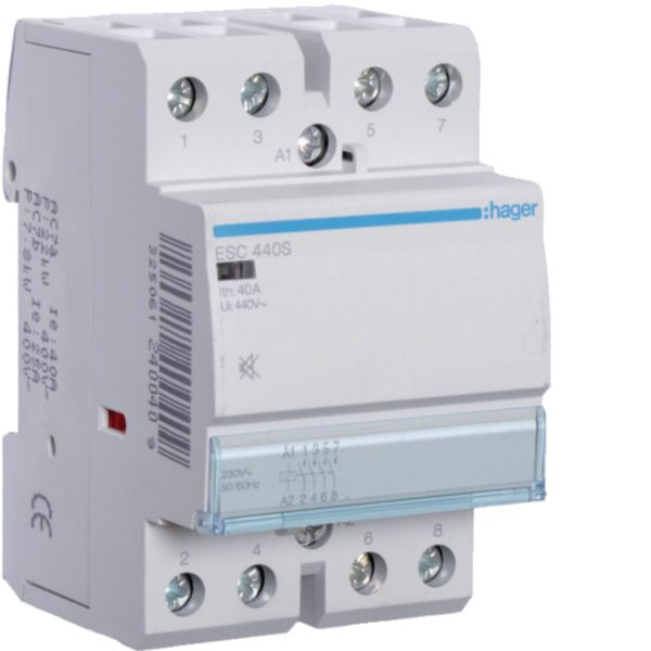 HAGER Installationsschütz 40A 230V/AC 4S ESC440S 400V/AC 4000W/AGL 1900VA/LL 3TE