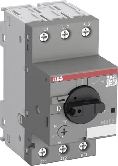 ABB Motorschutzschalter 3-polig 6,3-10A Einb MS116-10 10A/Iu 380-400V IP20