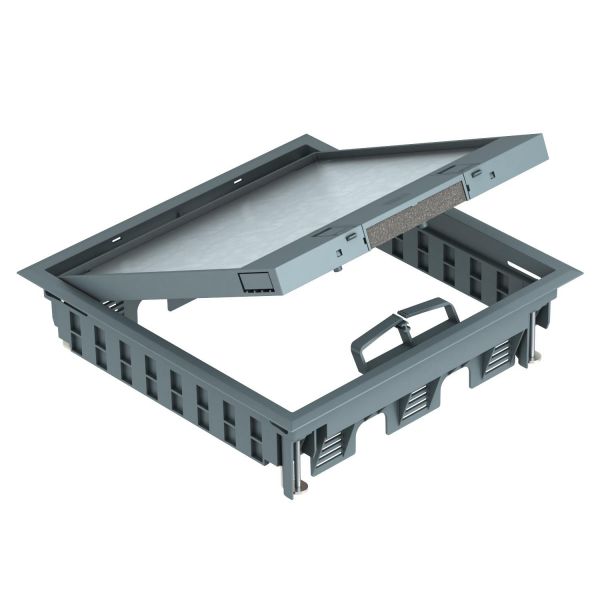 OBO Bettermann BETTERMANN Geräteeinsatz Kunststoff quadrat 3-fach GES9-3S U 7011 grau mit Belagaussp 5mm