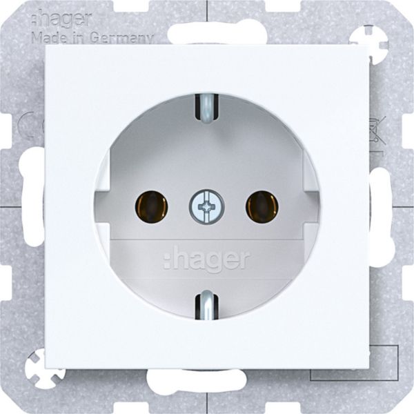 HAGER Steckdose 1-fach weiß glänzend Unterputz IP21 horizontal Ax/Cx WAS1100WG