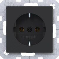 HAGER Steckdose 1-fach schwarz matt Unterputz IP21 Ax/Cx WAS1100BM