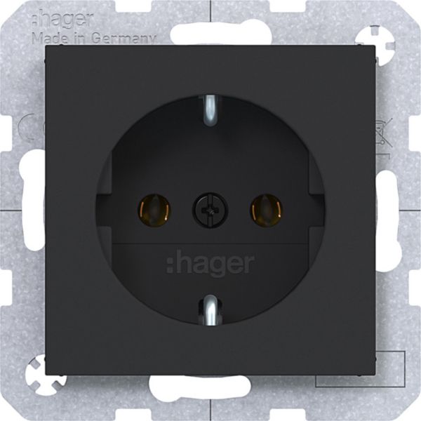 HAGER Steckdose 1-fach schwarz matt Unterputz IP21 Ax/Cx WAS1100BM