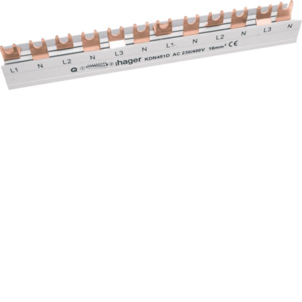 HAGER Phasenschiene 4ph 17,5mm 210mm 80A KDN451D 16qmm Gabel isol