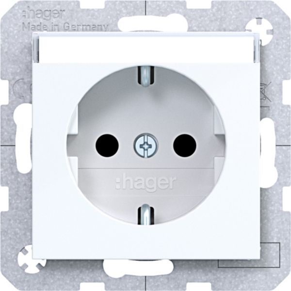 HAGER Steckdose 1-fach weiß glänzend Unterputz mit BS IP21 Ax/Cx WAS1201WG BSF horizontal