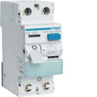 HAGER FI-Schutzschalter A 2p 230V 25A CDS225D 0,03A 2TE REG 1,5kA 0,25kA/stoß