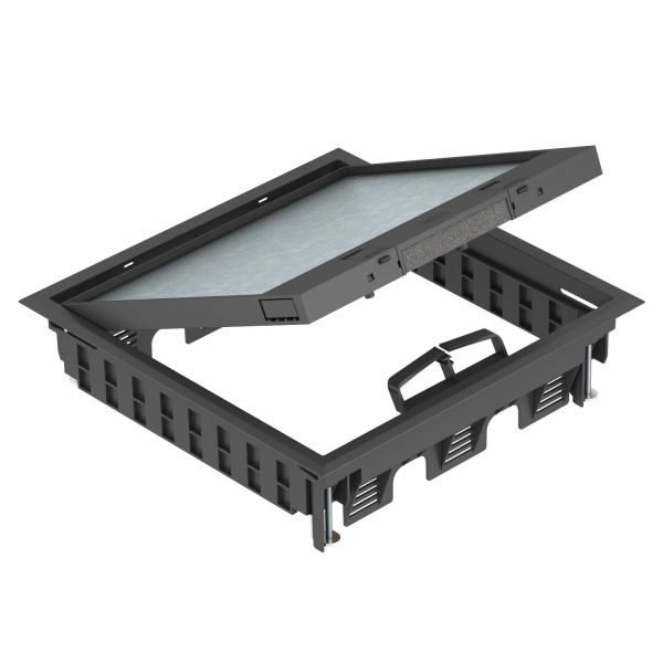 OBO Bettermann BETTERMANN Geräteeinsatz Kunststoff quadrat 3-fach GES9-3S U 9011 schwarz mit Belagaussp 5mm