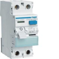 HAGER FI-Schutzschalter A 2p 230V 25A CDA225D 0,03A 2TE REG 1,5kA 0,25kA/stoß