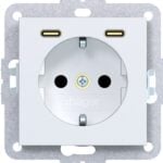 HAGER Steckdose 2-fach weiß matt 2USB-C Unterputz mit BS Ax/Cx WAS4055WM IP20 horizontal
