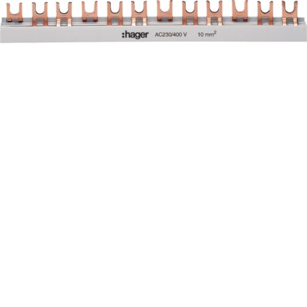 HAGER Phasenschiene 3ph 17,5mm 1000mm KDN363B 10qmm 63A Gabel isol