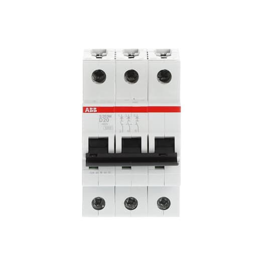 ABB Leitungsschutzschalter UC D 20A 3-polig S203M-D20 400V 3TE 50Hz Zusatzeinr mögl