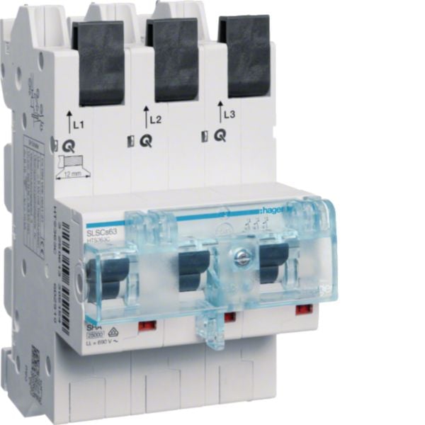 HAGER SLS-Schalter Cs 3p Sammelsch 63A HTS363C 230V 690V/Ui 25kA 6kV Gr:2 IP2X