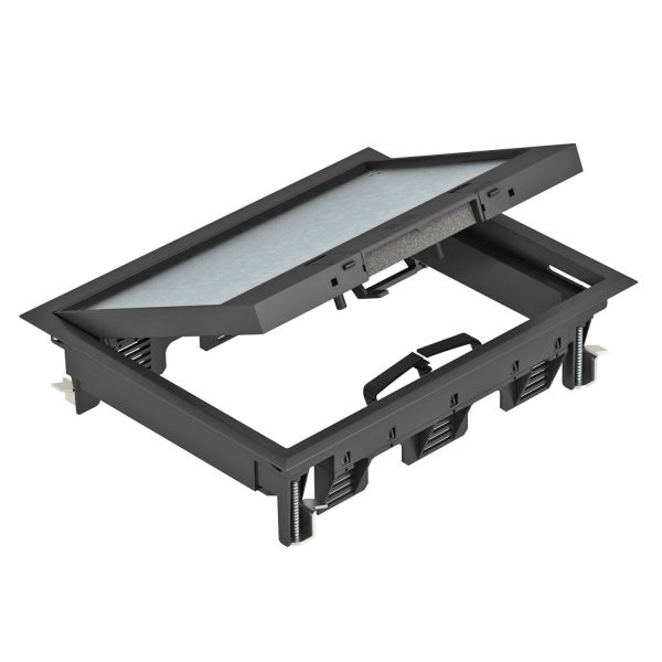 OBO Bettermann BETTERMANN Geräteeinsatz Kunststoff rechteck 3-fach GES6-2U10T 9011 schwarz mit Belagaussp 10mm