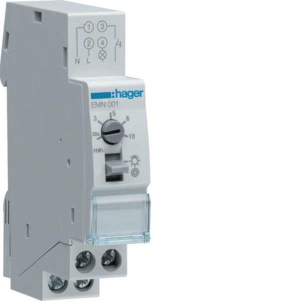 HAGER Treppenlichtzeitschalter REG 1TE EMN001 elektr 230VAC 3/4Leiter 230V/AC
