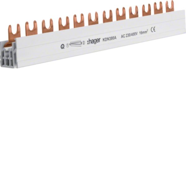 HAGER Phasenschiene 3ph 17,5mm 210mm 80A KDN380A 16qmm Gabel isol