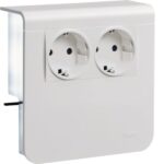 HAGER Geräteträger SL-K 2-fach ver-weiß Steckdose SL200809009016 80x20mm bestückt hfr