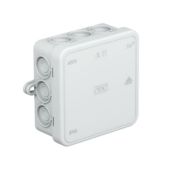 OBO Bettermann BETTERMANN Abzweigdose IP55 2,5qmm Kunststoff A 11 85x85x40mm quadrat Wand/Decke hfr
