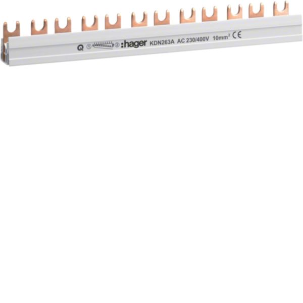 HAGER Phasenschiene 2ph 17,5mm 210mm 63A KDN263A 10qmm Gabel isol