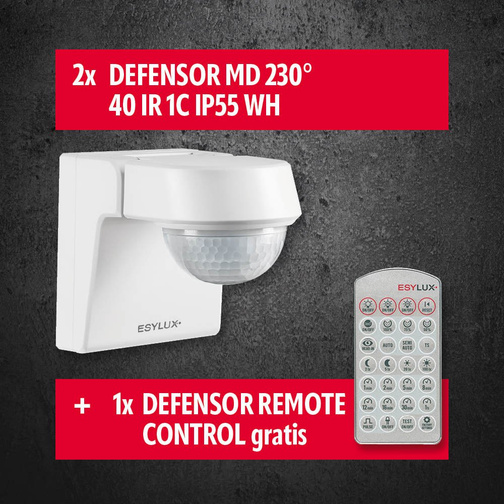Esylux ESYLUX Bewegungsmelderpaket 2xWH+1Remote Control DEFENSOR MD230 WH