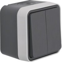 HAGER Serienschalter lgr matt Aufputz IP55 2-fach WNC042