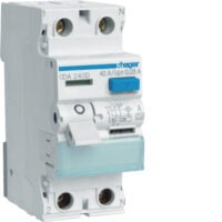 HAGER FI-Schutzschalter A 2p 230V 40A CDA240D 0,03A 2TE REG 1,5kA 0,25kA/stoß