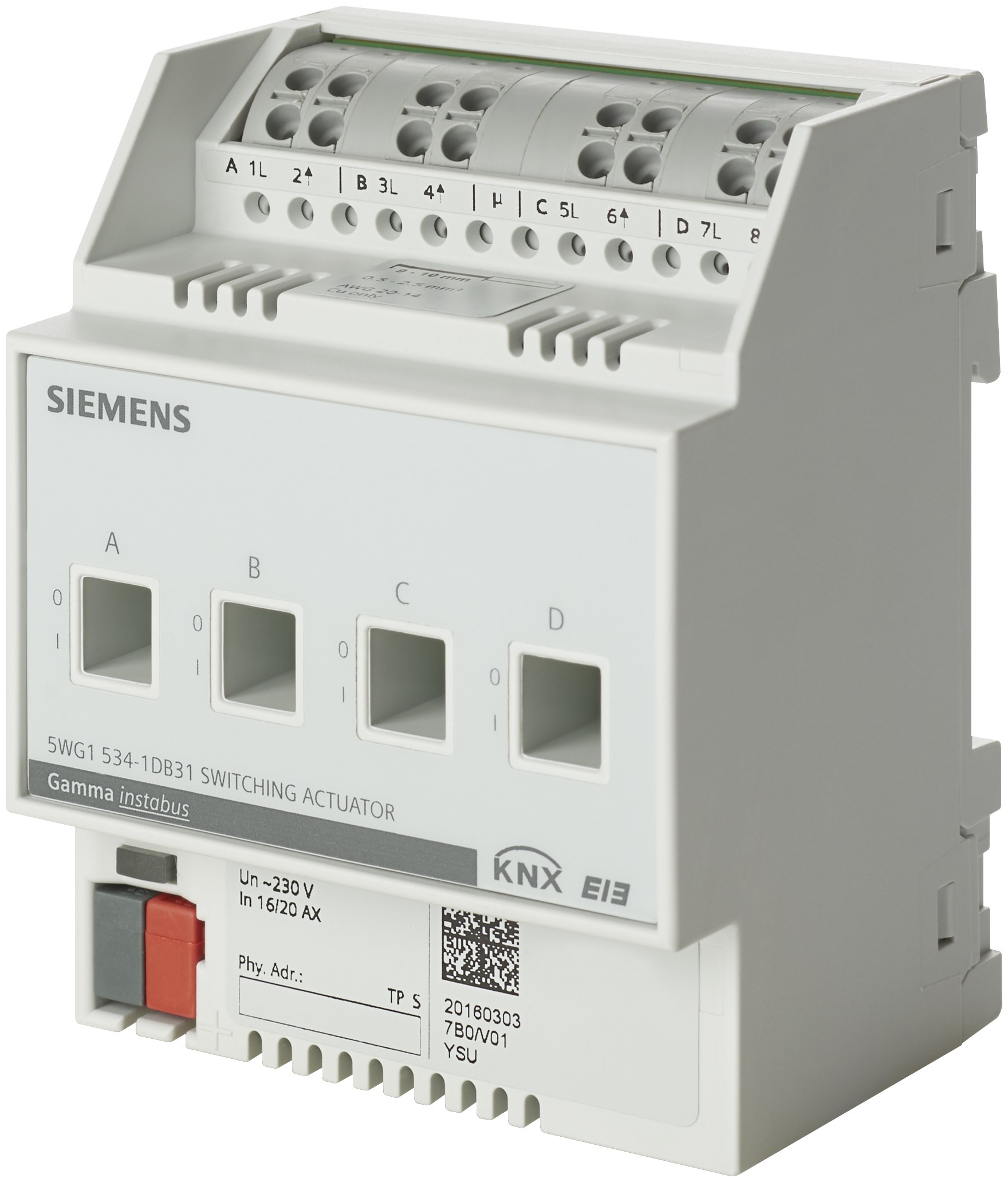 Siemens Siemens Dig Industr. Schaltaktor 4x230VAC, 10AX 5WG1532-1DB31