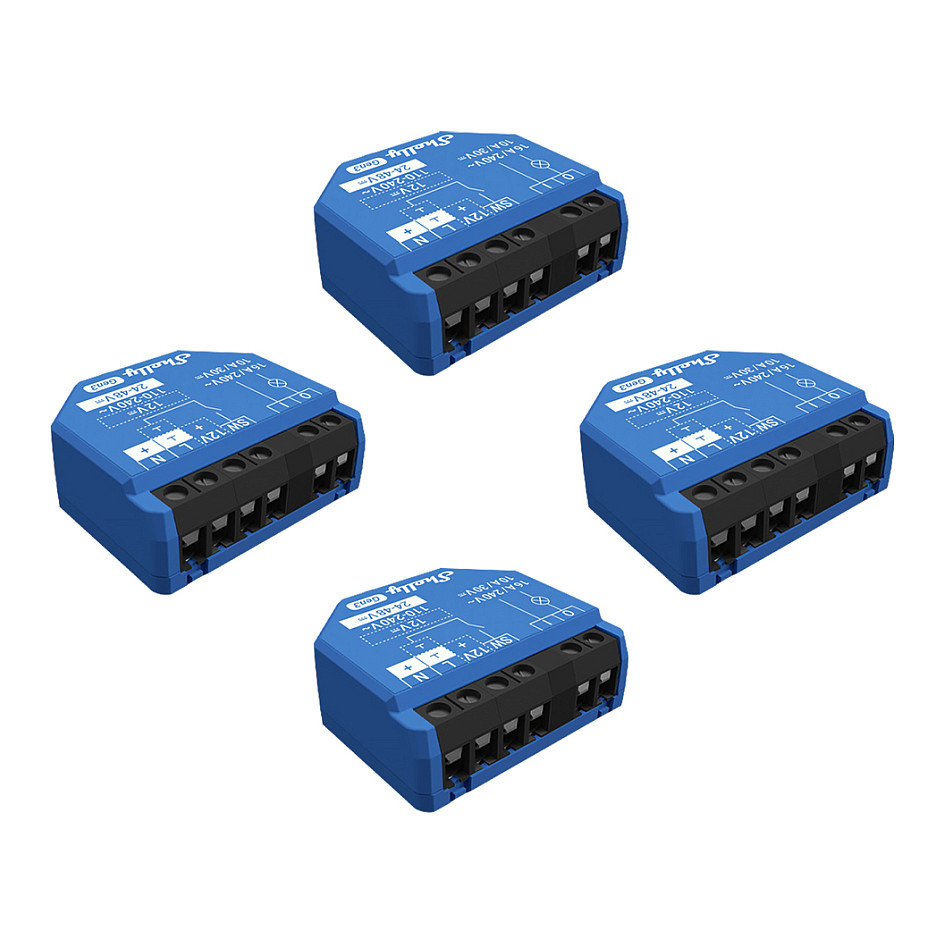 Shelly Shelly Relais "1 Gen3 4er Pack" max 16A 1 Kanal WLAN BT